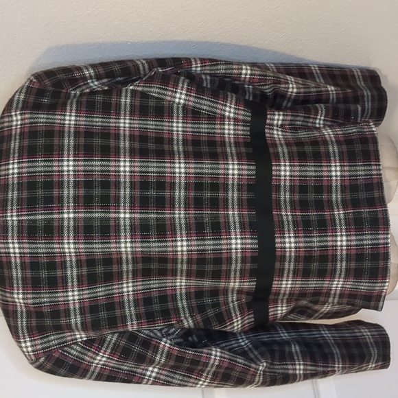 Vintage 80s Bob Mackie Black Pink Plaid Blazer Bow Detail Office Career SZ 16 - Picture 4 of 7